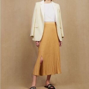 Sandro gold lurex metallic midi skirt - size 3 (Large)